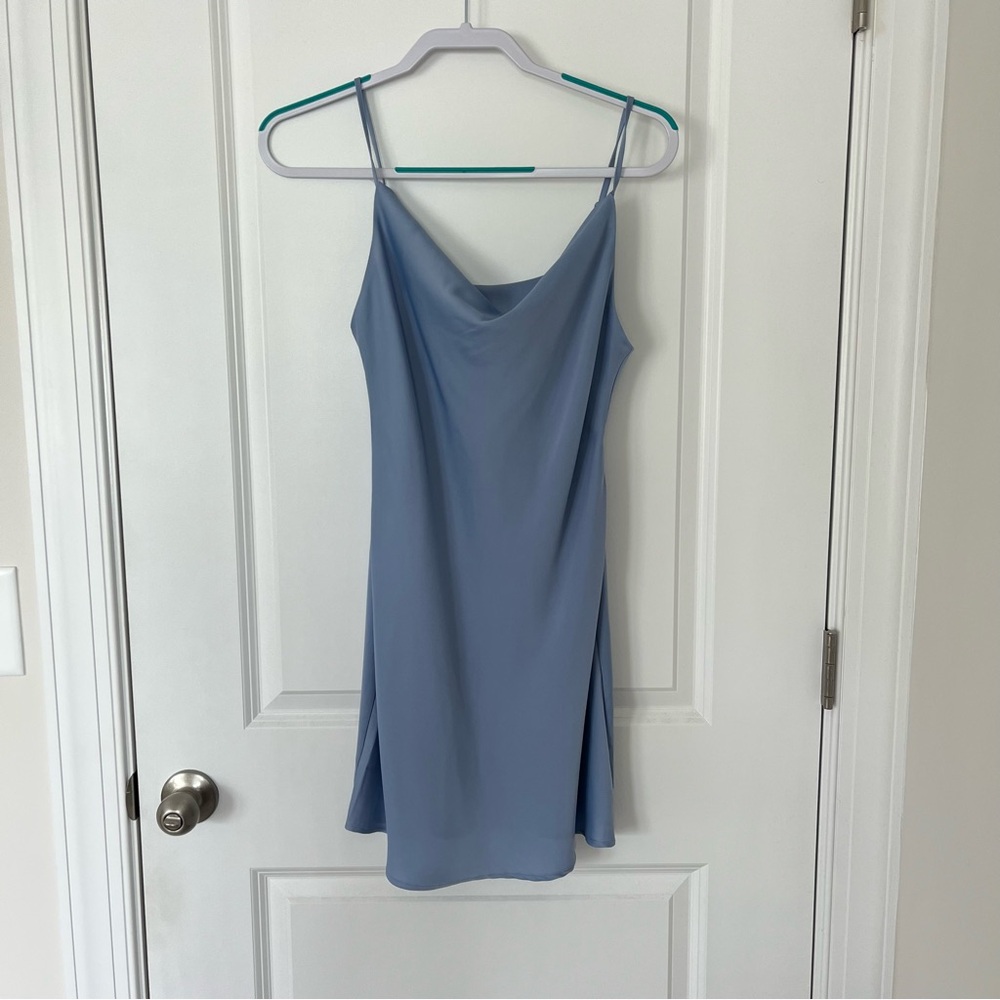 Urban Outfitters Small Light Blue Cowl Neck Mini Spaghetti Strap Slip Dress